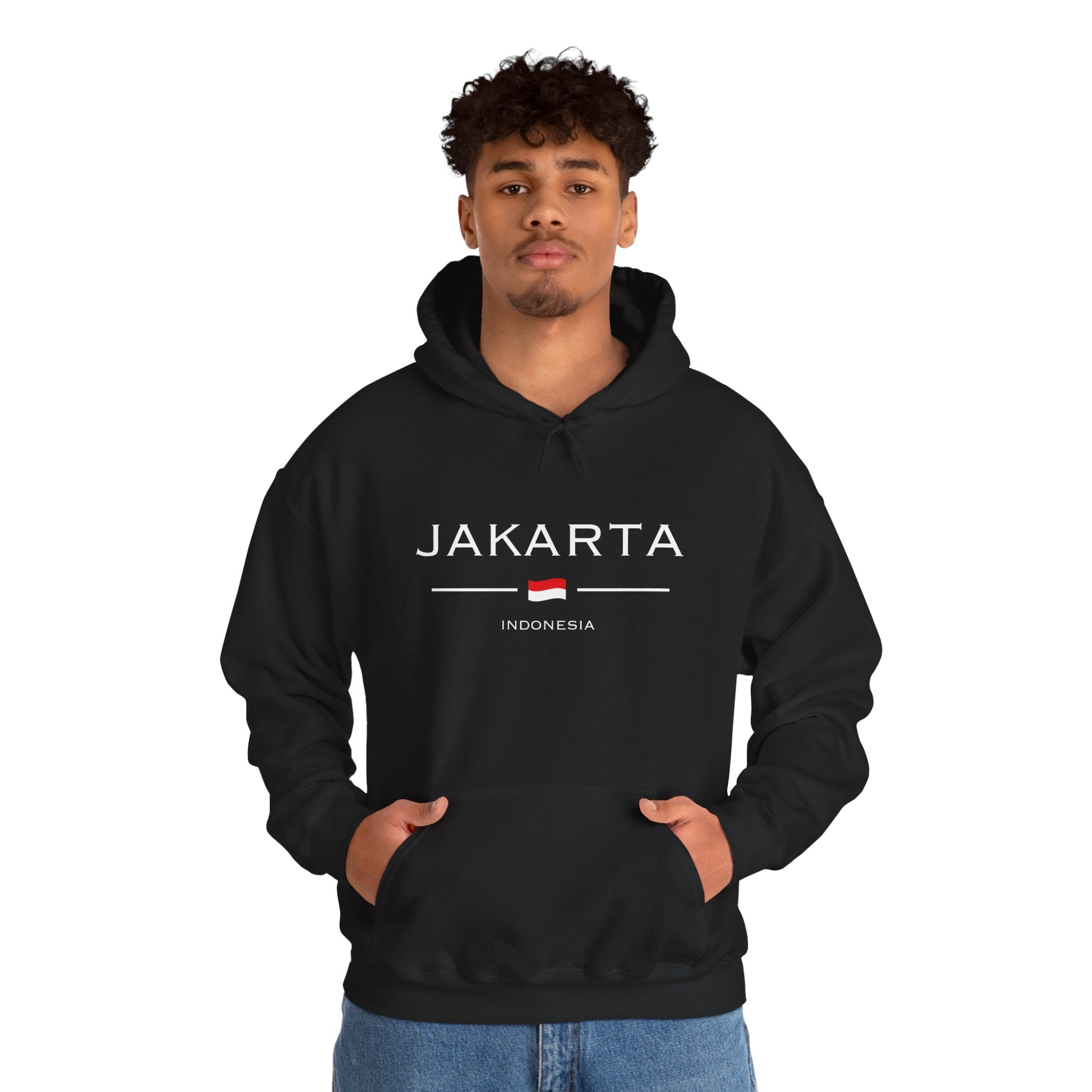 Jakarta Hoodies zwart gedragen door man