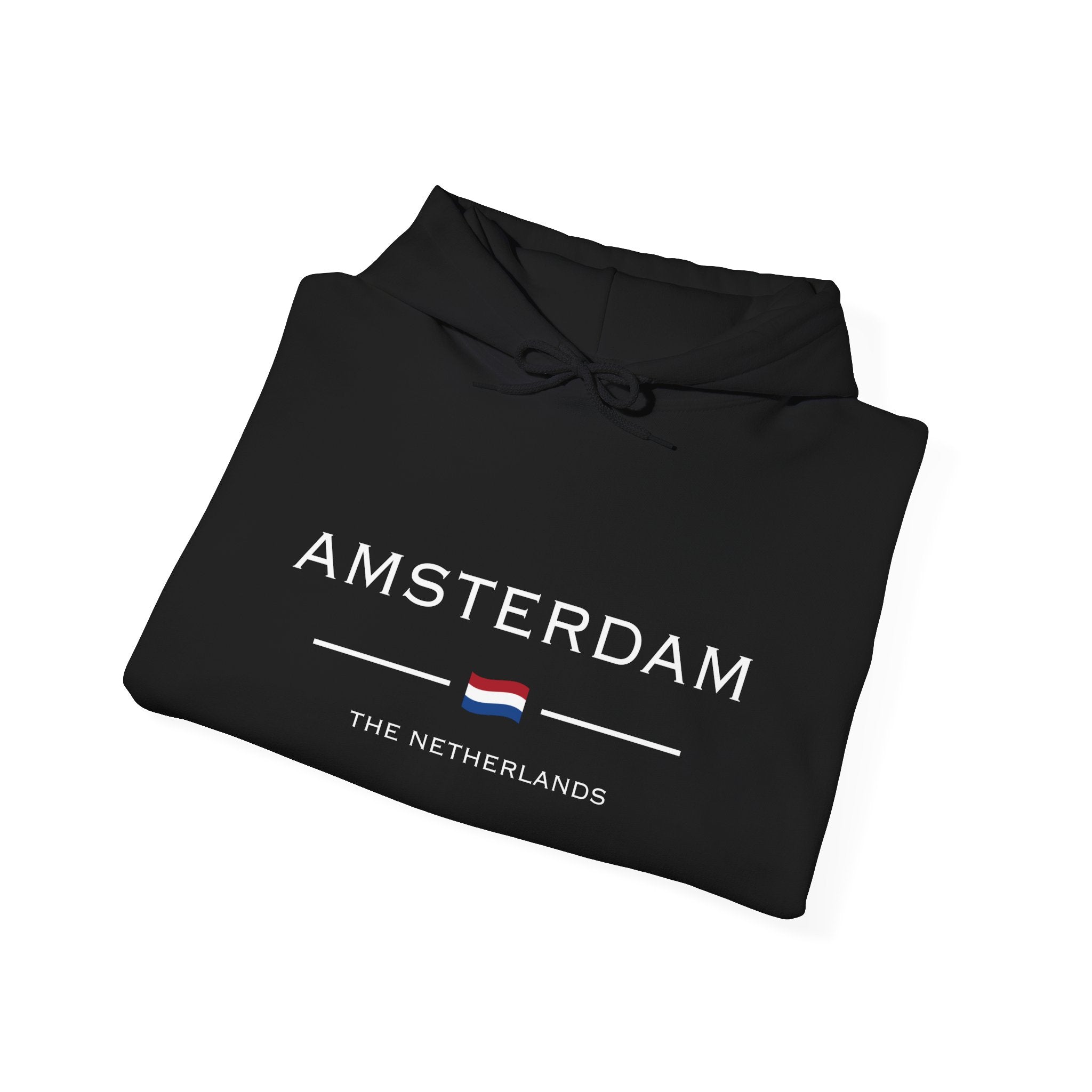 Amsterdam Hoodie zwart opgevouwen aanzicht