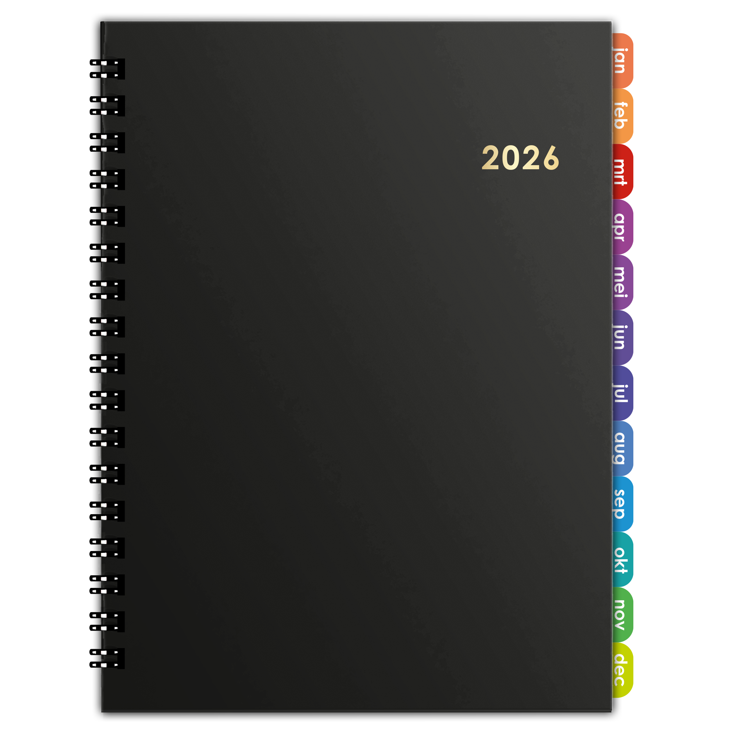 Huurdies agenda zwart vooraanzicht