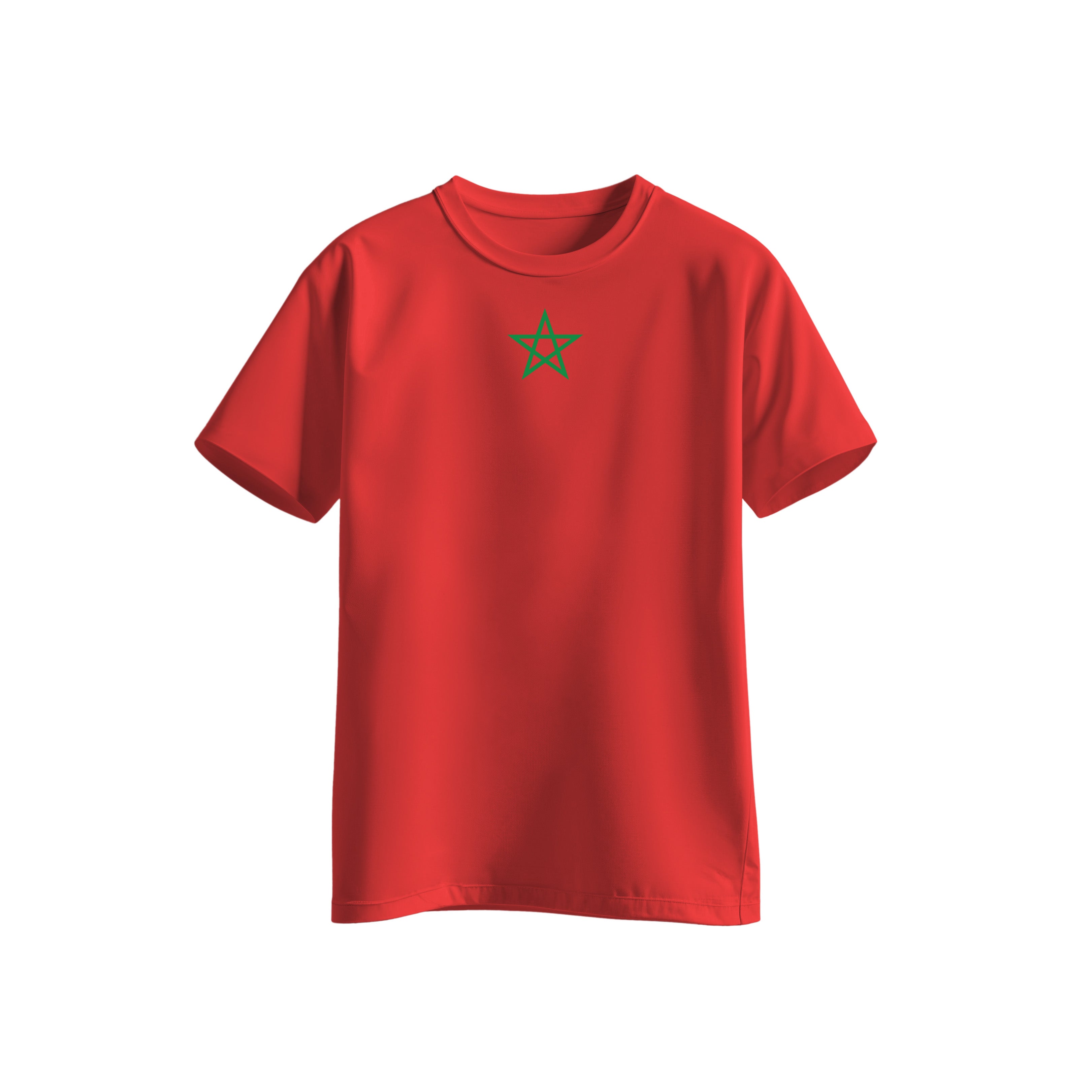Marokko T-shirt zwart met vlaglogo midden borst minimalistisch design
