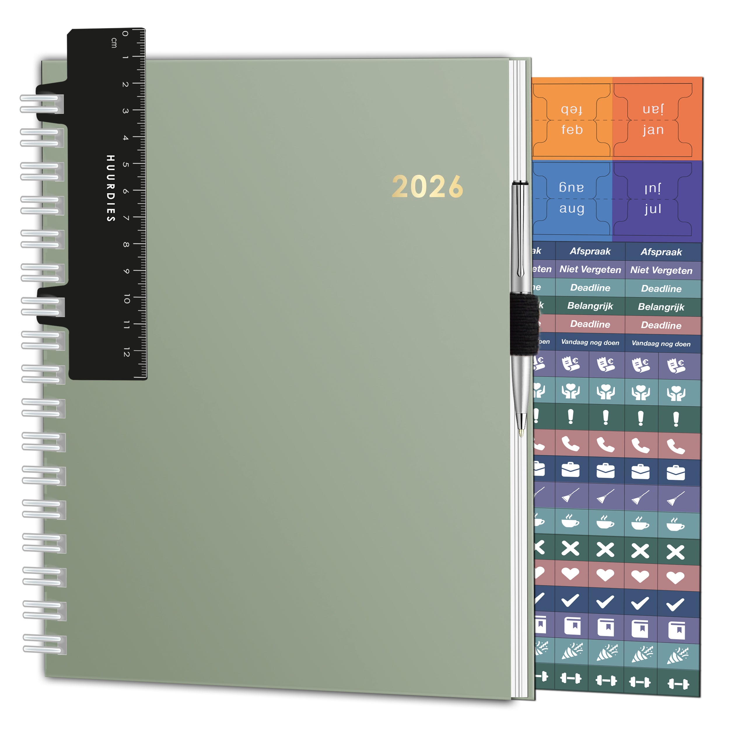 Agenda 2026 Hardcover Krasvast gelamineerd met Goudfolie - Huurdies