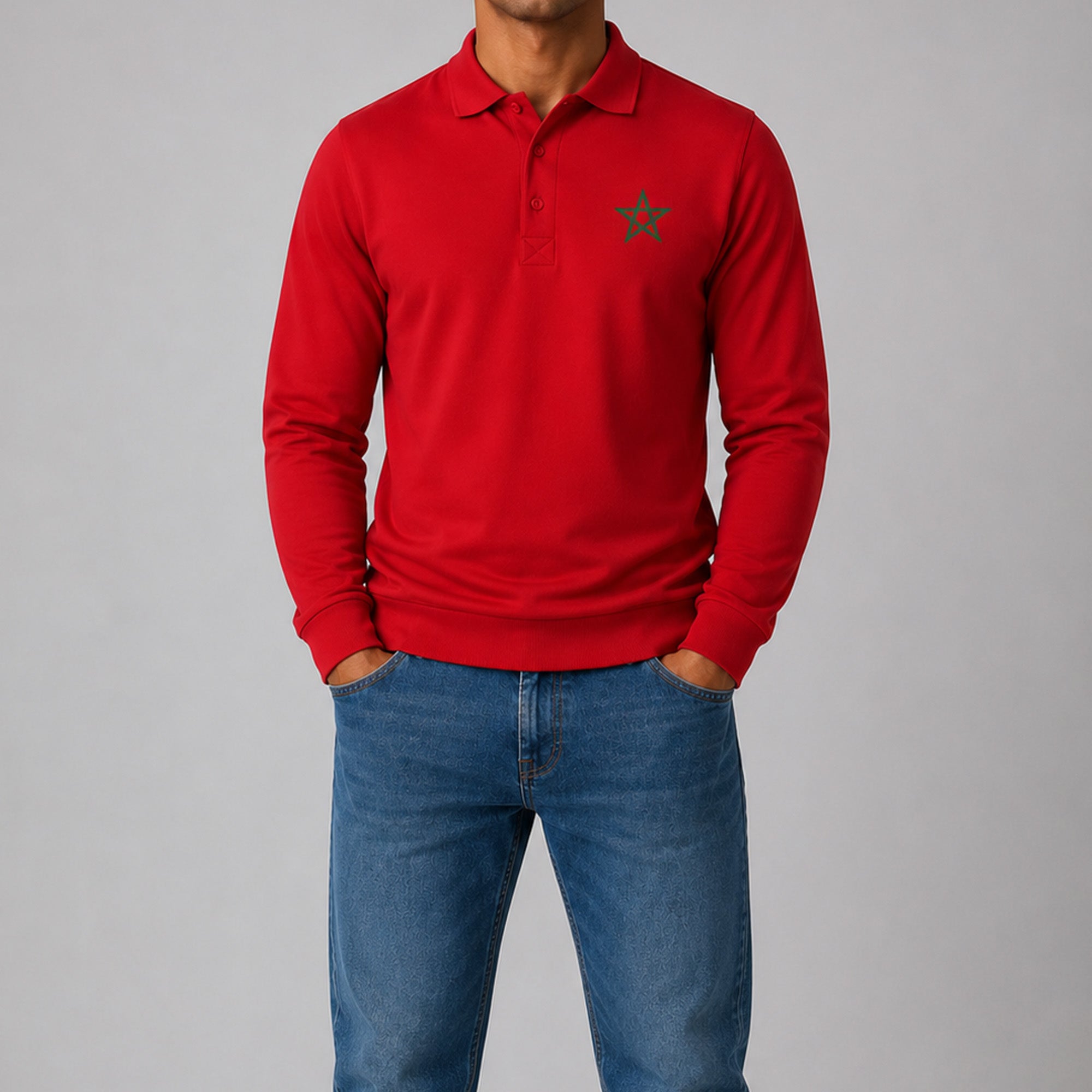 Marokko Polosweater gedragen door man
