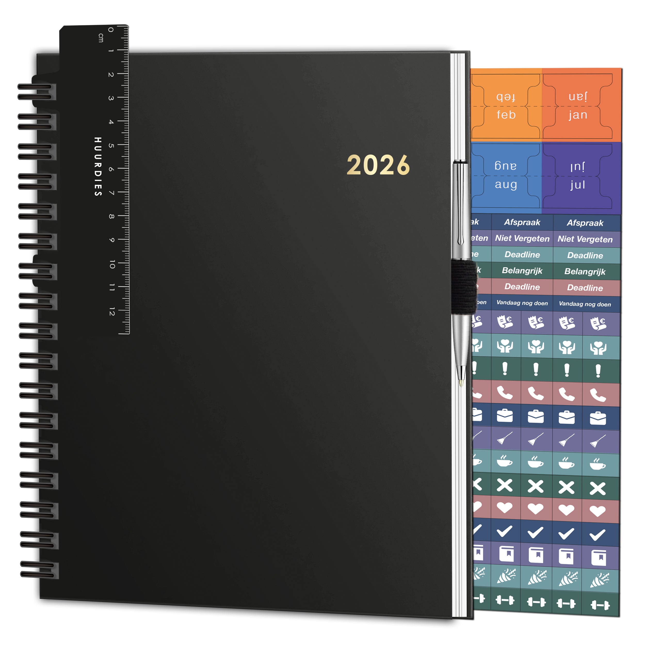 Agenda 2026 Hardcover Krasvast gelamineerd met Goudfolie - Huurdies