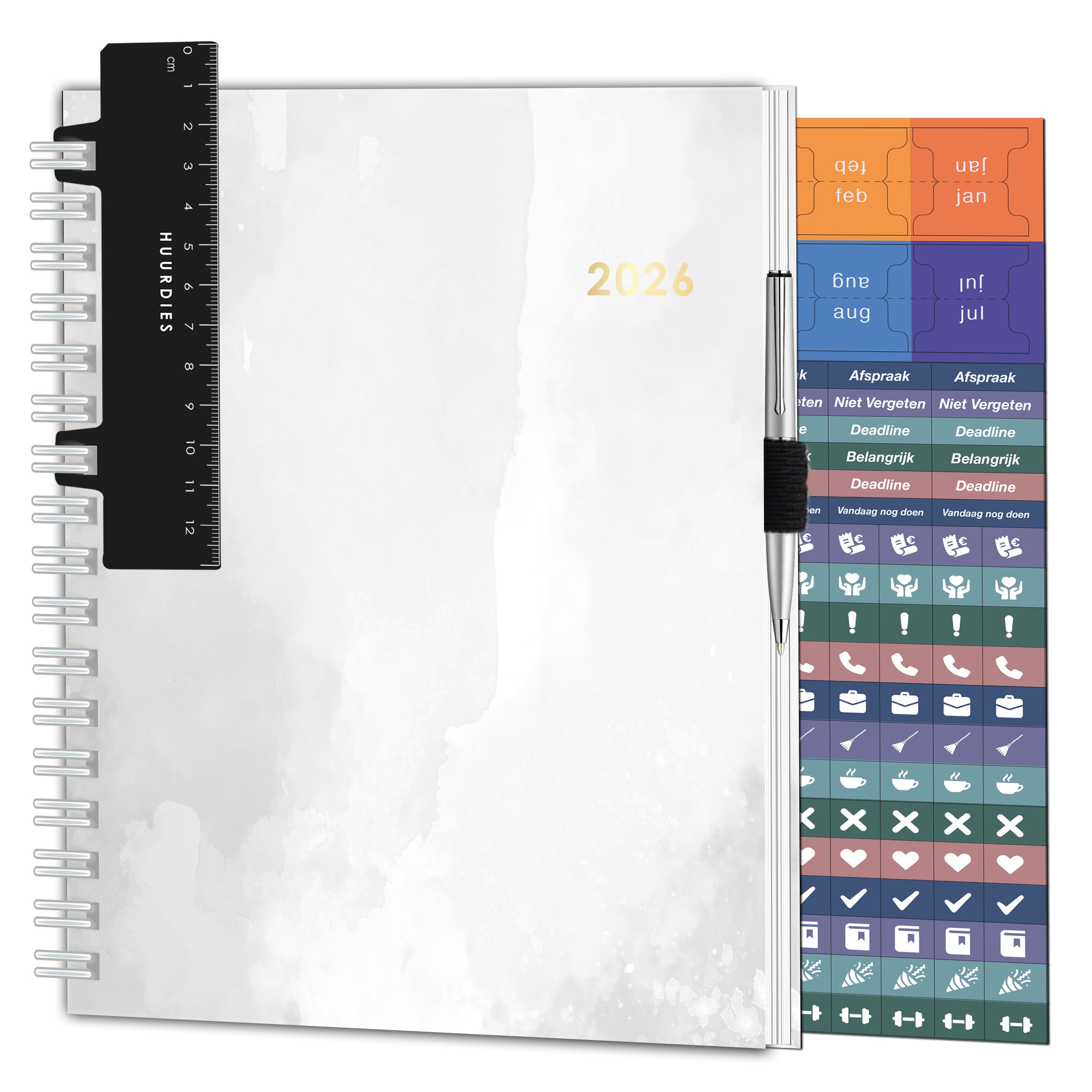 Agenda 2026 Hardcover Krasvast gelamineerd met Goudfolie - Huurdies