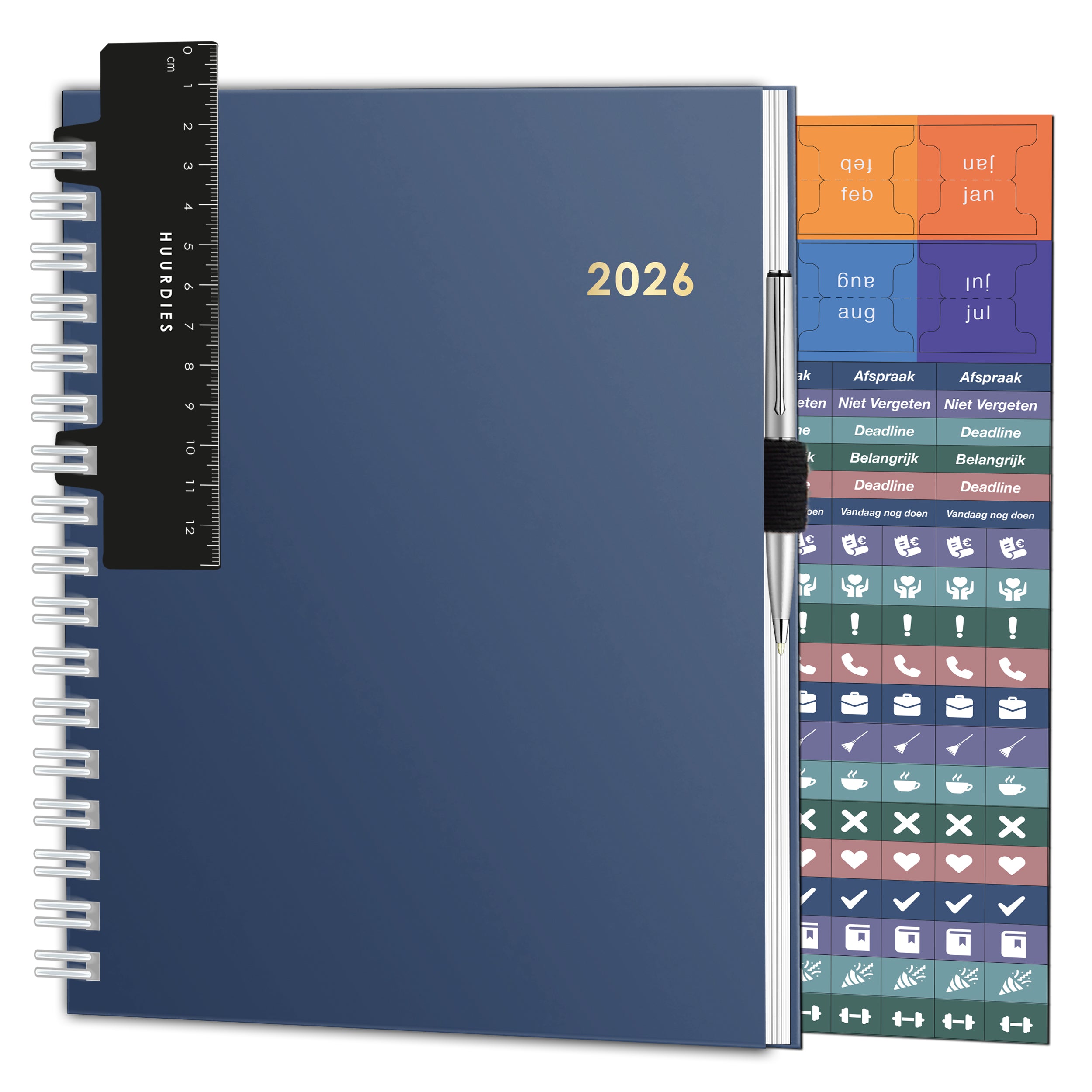 Agenda 2026 Hardcover Krasvast gelamineerd met Goudfolie - Huurdies