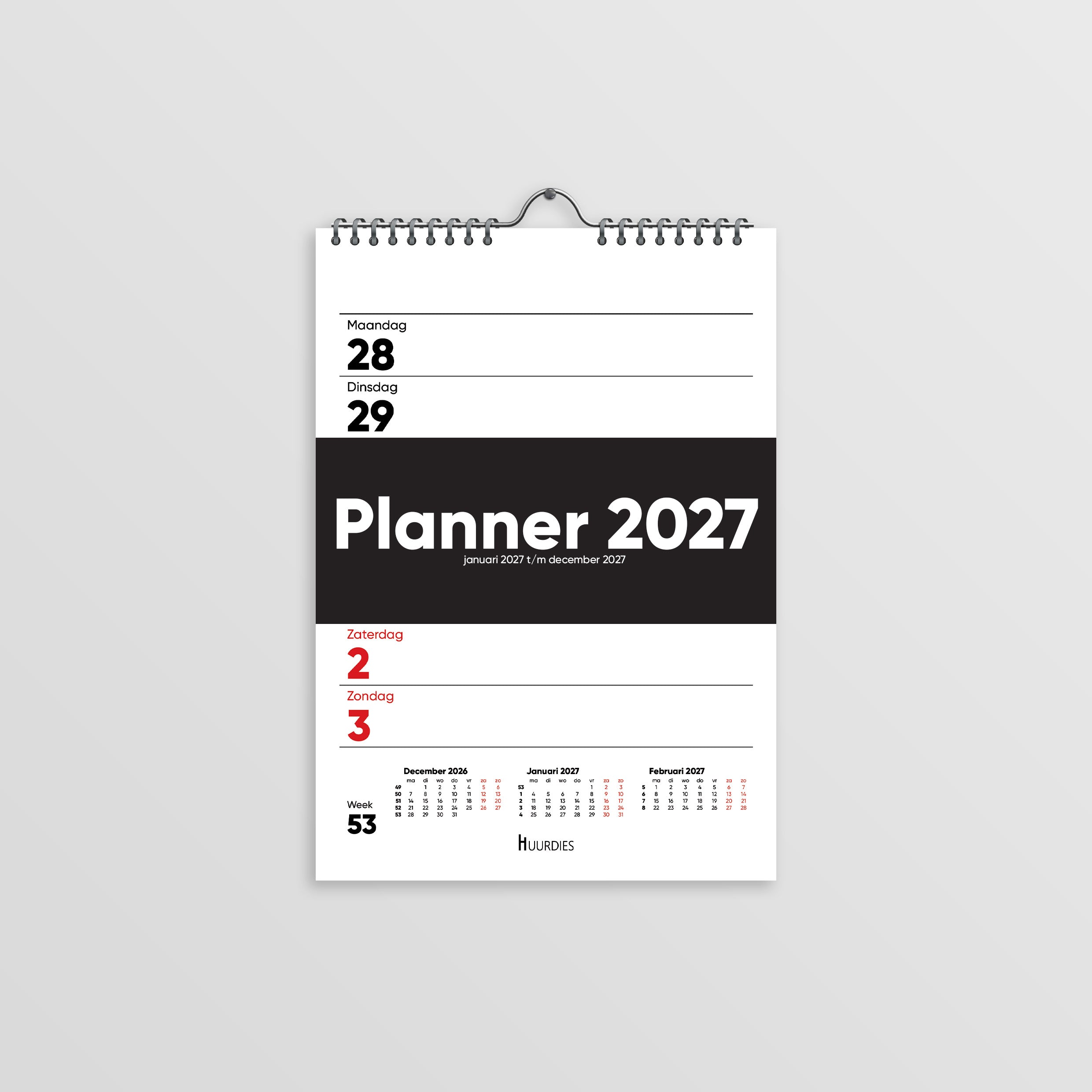 Weekkalender 2027 - Huurdies