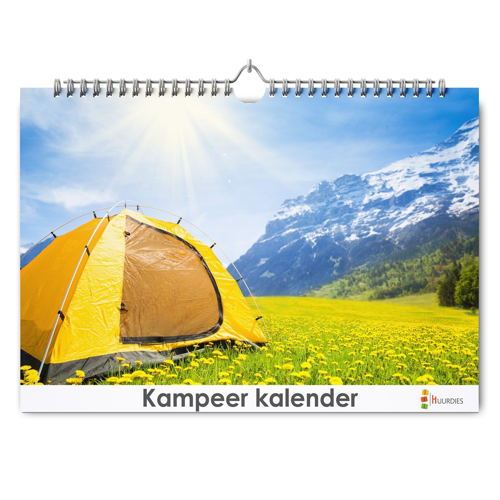 Kampeer verjaardagskalender met afbeelding van kampeer, Huurdies