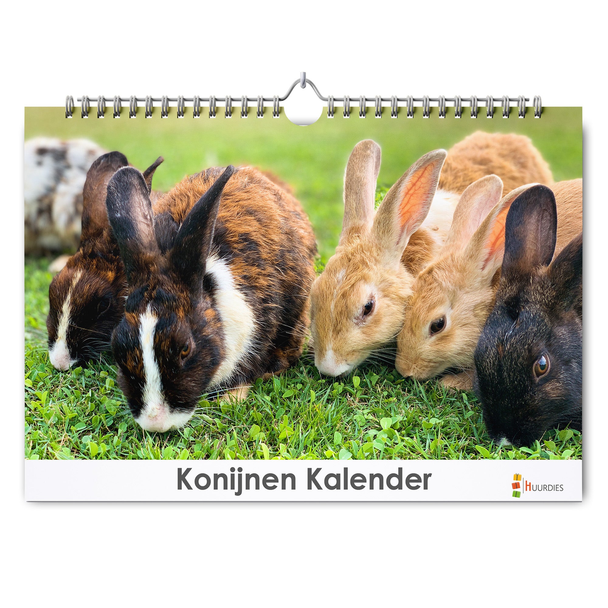 Konijnen verjaardagskalender met afbeelding van konijnen, Huurdies