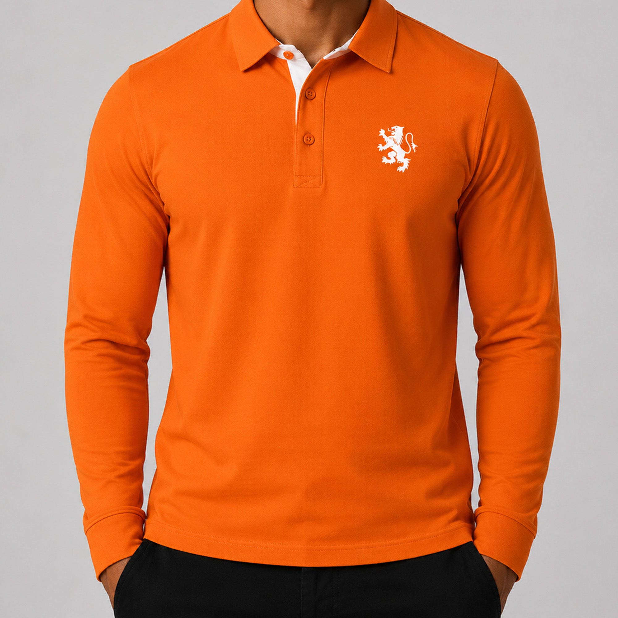 Nederland Oranje Polo Longsleeve Mannen