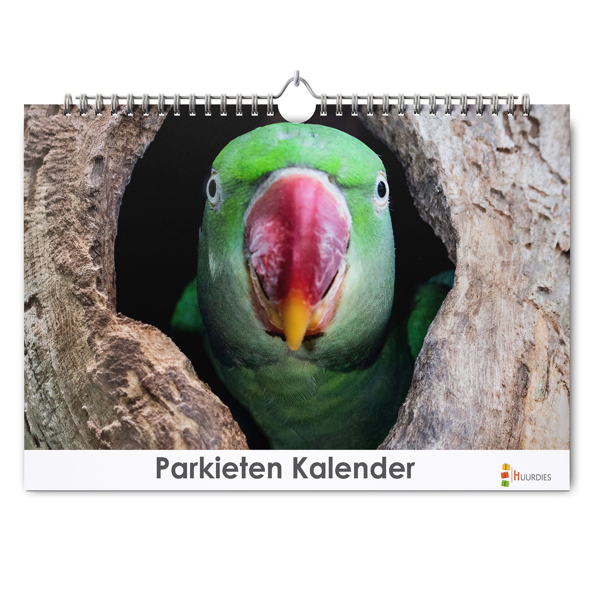 Parkieten verjaardagskalender met afbeelding van parkieten, Huurdies