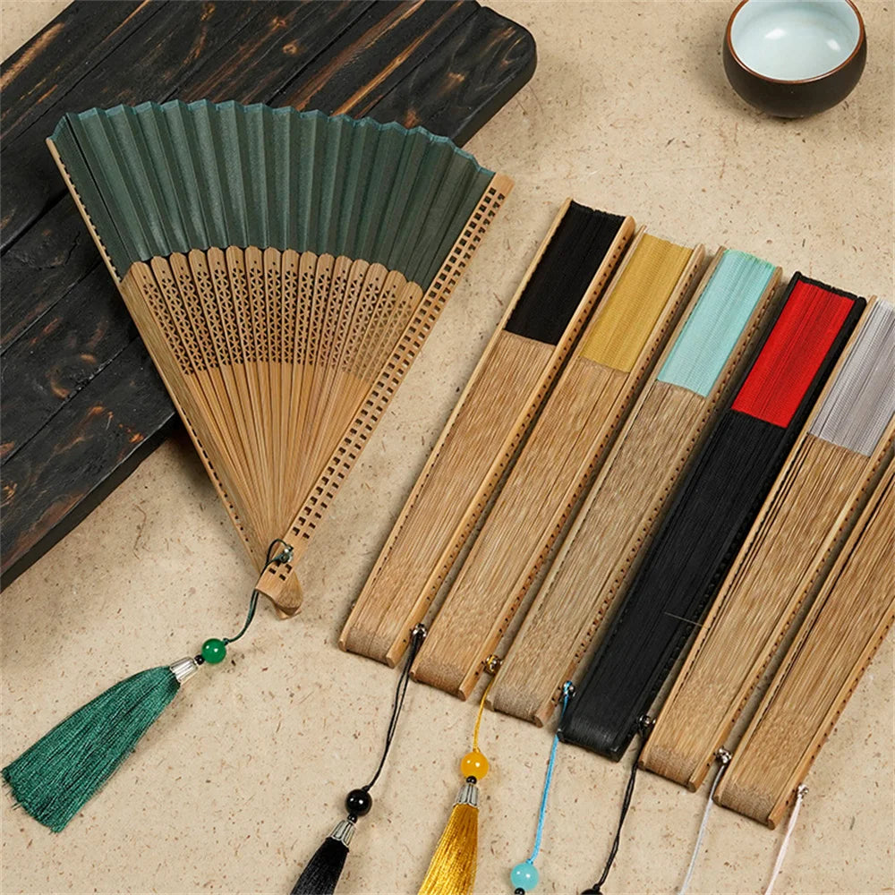 Houten Bamboe Vouwwaaier – Handgesneden Vintage Waaier – Klassieke Chinese Handwaaier