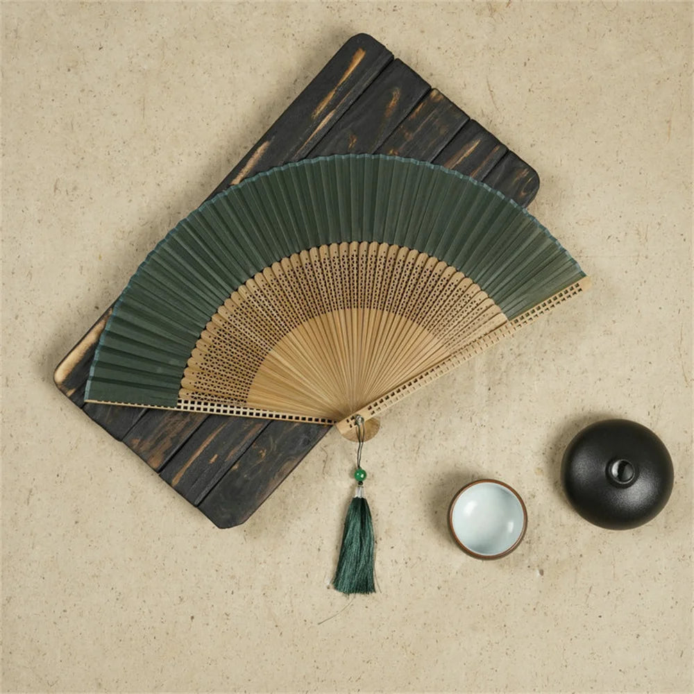 Houten Bamboe Vouwwaaier – Handgesneden Vintage Waaier – Klassieke Chinese Handwaaier