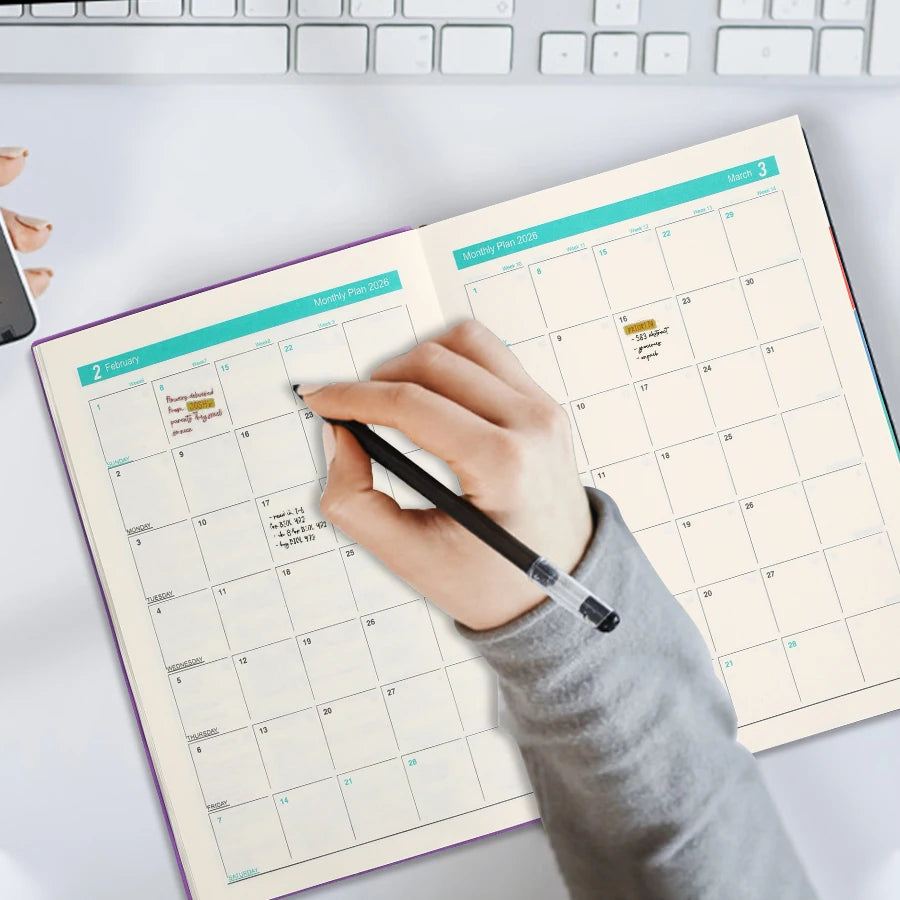 2026 A5 Agenda – 365 Dagen Planner met Dag- & Weekoverzicht – PU Leren Omslag