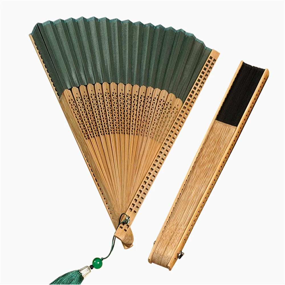 Houten Bamboe Vouwwaaier – Handgesneden Vintage Waaier – Klassieke Chinese Handwaaier