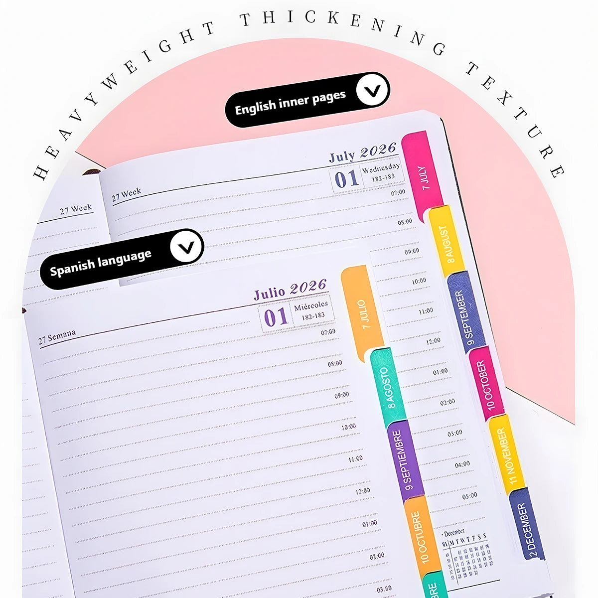 2026 Planner - januari t/m december – A5 wekelijks & maandelijks – Engels – PU Leather omslag