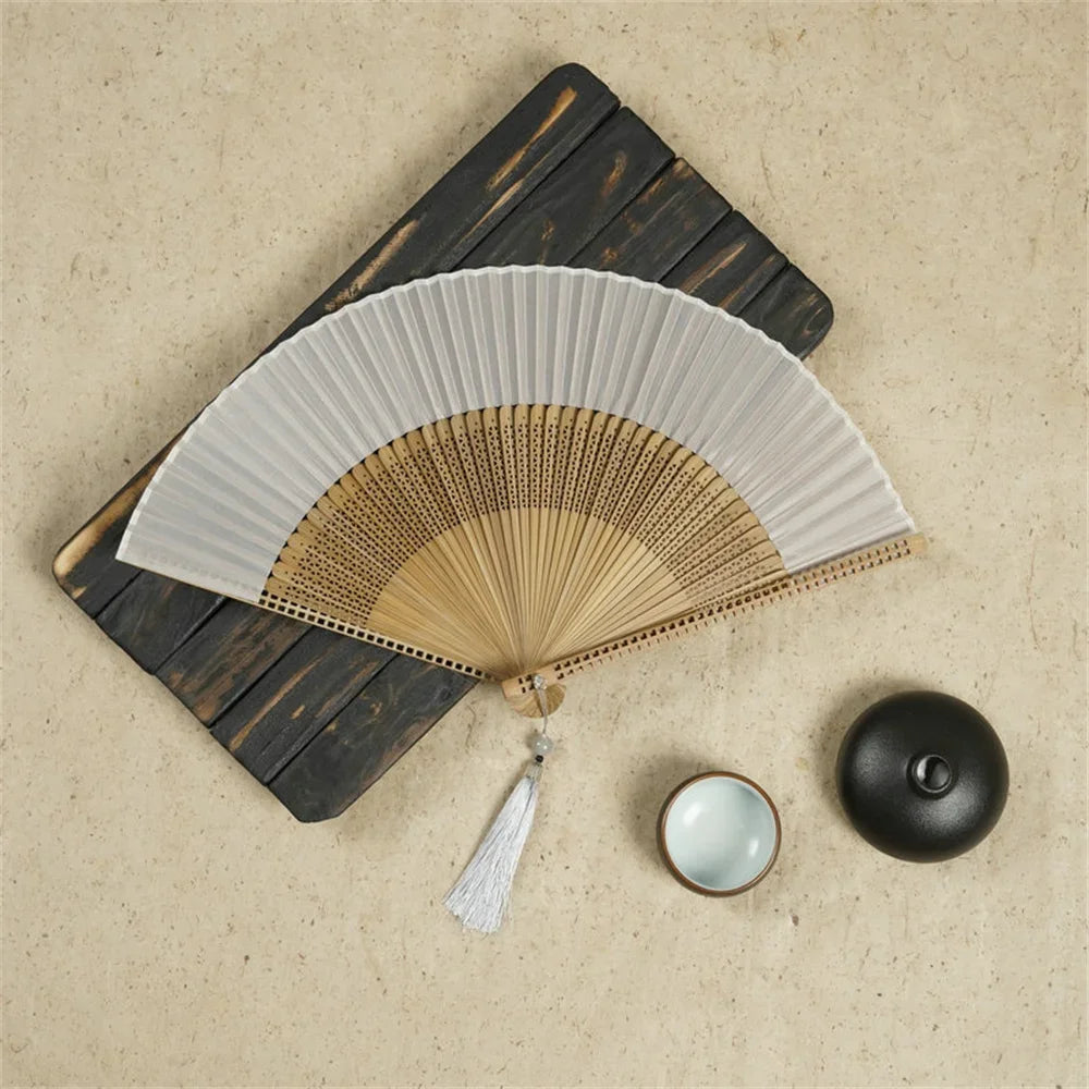 Houten Bamboe Vouwwaaier – Handgesneden Vintage Waaier – Klassieke Chinese Handwaaier