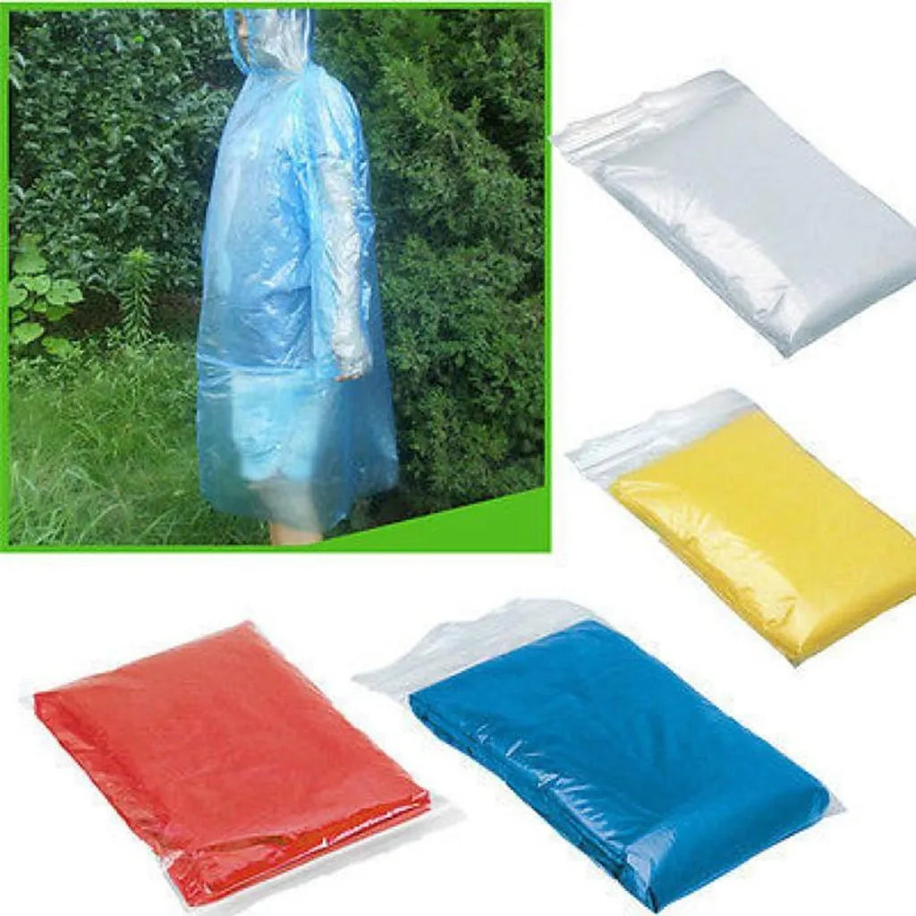 5–50 Stuks Wegwerp Regenponcho met Capuchon – Waterdichte Nood Regenjas voor Volwassenen