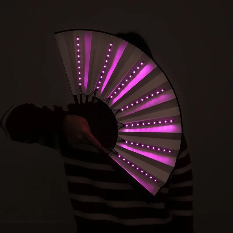 Festival Waaier met LED Licht – Opvouwbare Disco Handwaaier