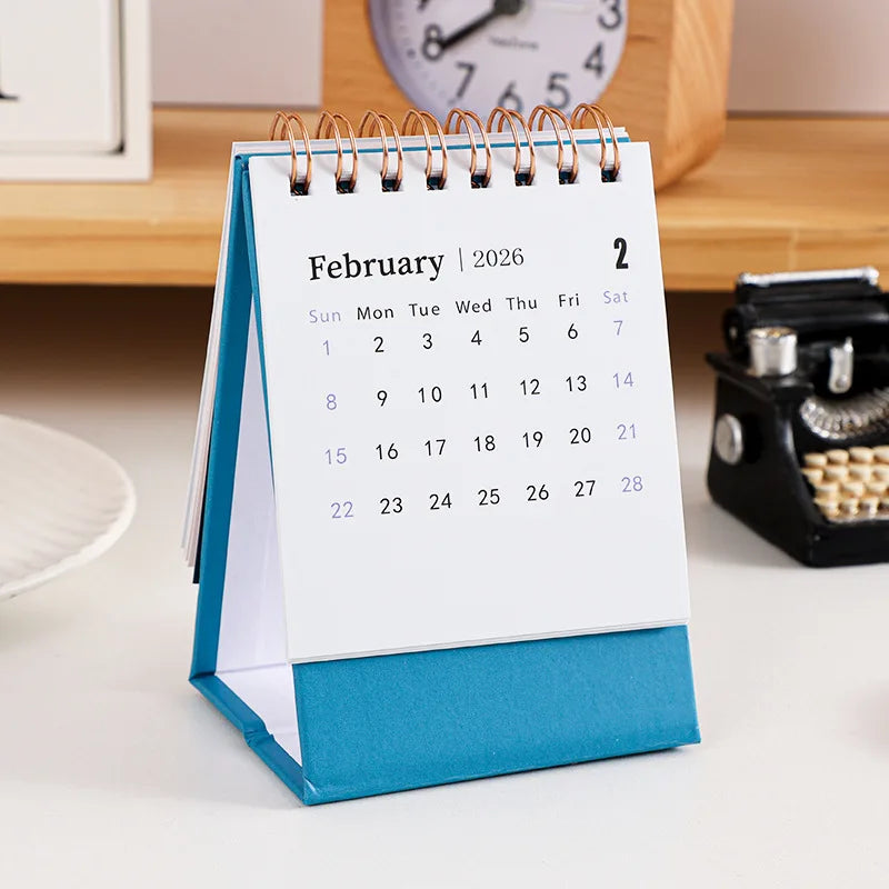 Bureaukalender blauw februari aanzicht