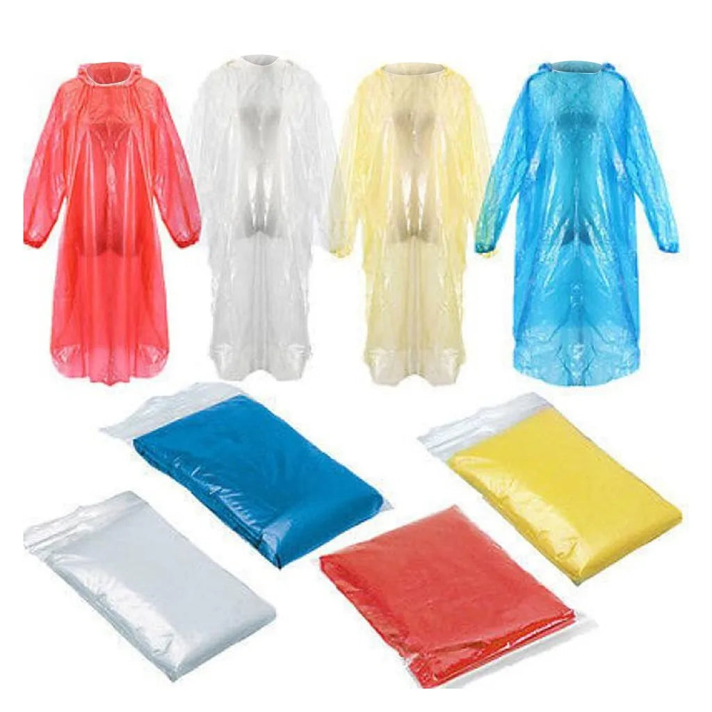 5–50 Stuks Wegwerp Regenponcho met Capuchon – Waterdichte Nood Regenjas voor Volwassenen
