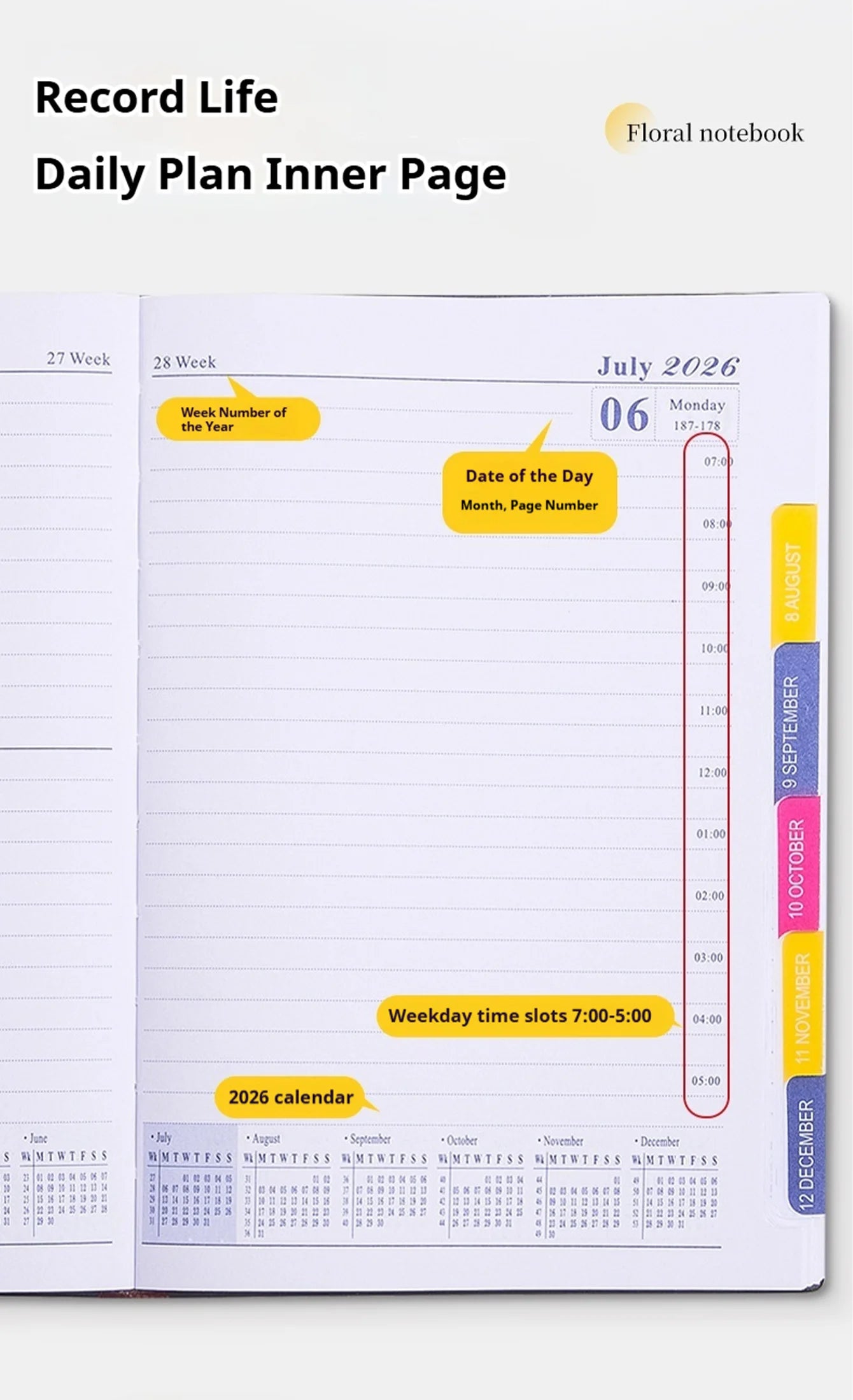 2026 Planner - januari t/m december – A5 wekelijks & maandelijks – Engels – PU Leather omslag