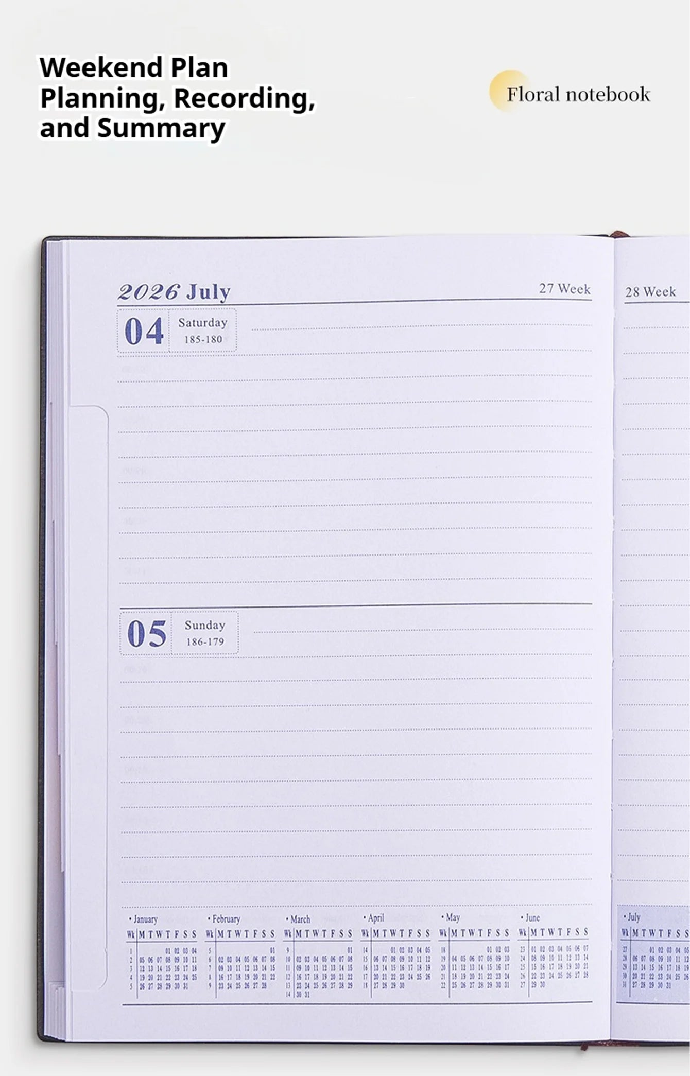 2026 Planner - januari t/m december – A5 wekelijks & maandelijks – Engels – PU Leather omslag