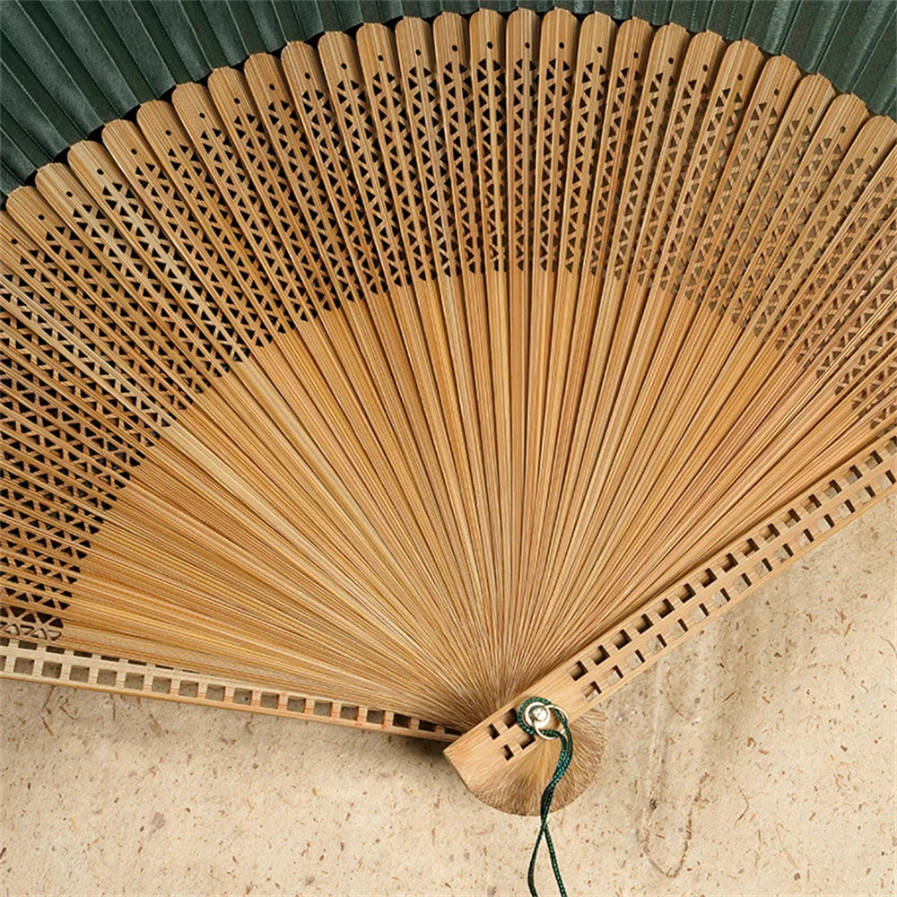 Houten Bamboe Vouwwaaier – Handgesneden Vintage Waaier – Klassieke Chinese Handwaaier