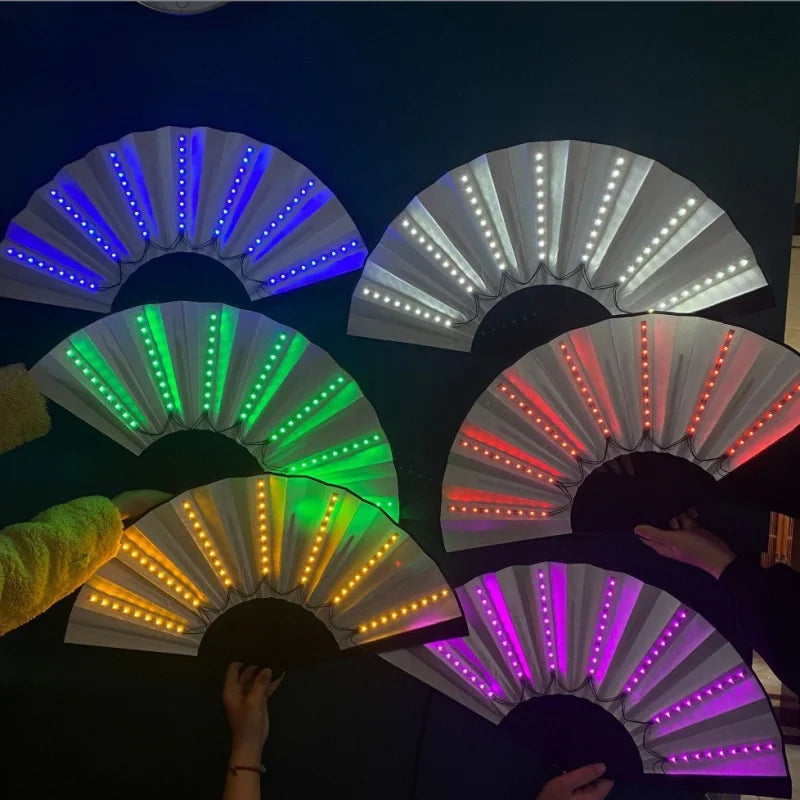 Festival Waaier met LED Licht – Opvouwbare Disco Handwaaier