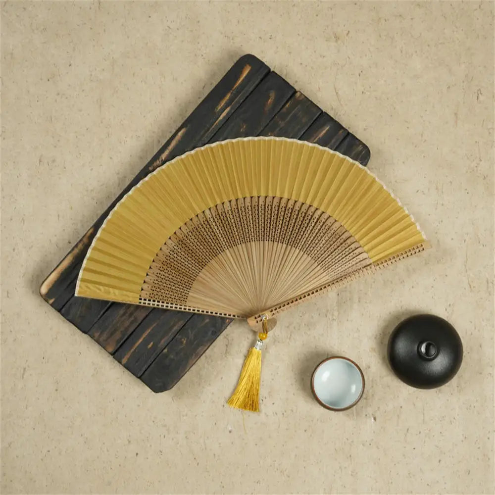 Houten Bamboe Vouwwaaier – Handgesneden Vintage Waaier – Klassieke Chinese Handwaaier