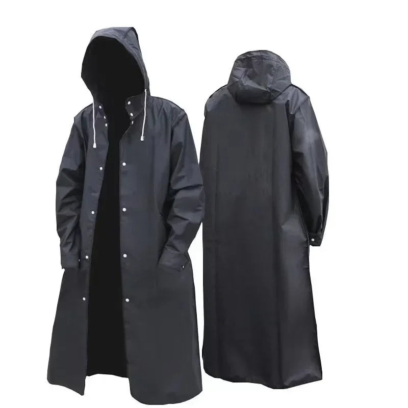 Poncho Regenjas zwart voor- en achteraanzicht