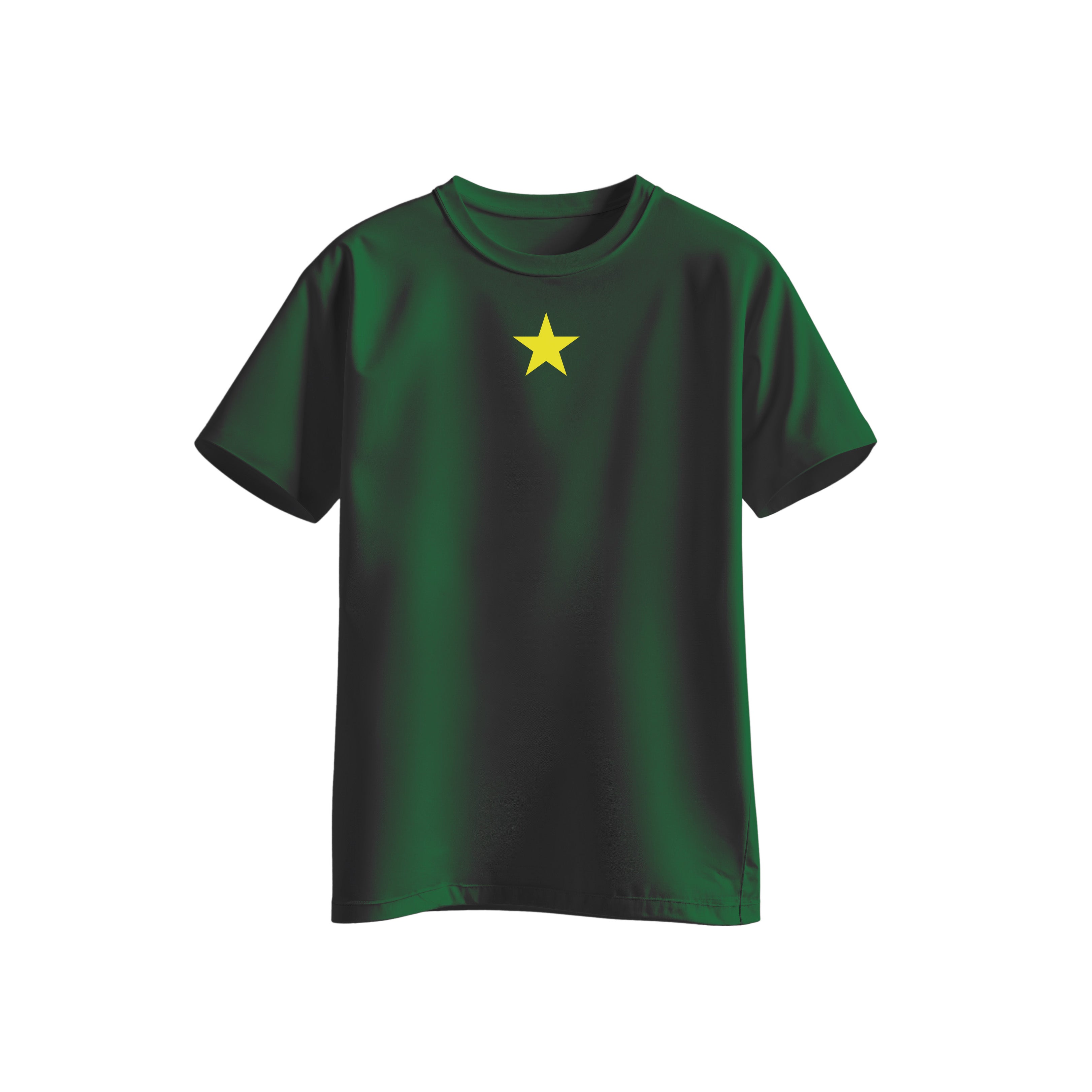 Suriname T-shirt zwart met vlaglogo midden borst minimalistisch