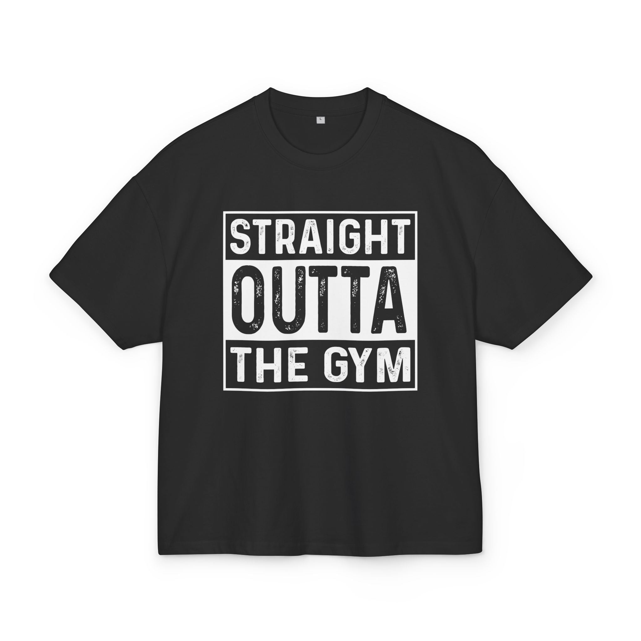 Straight outta the gym t-shirt zwart vooraanzicht
