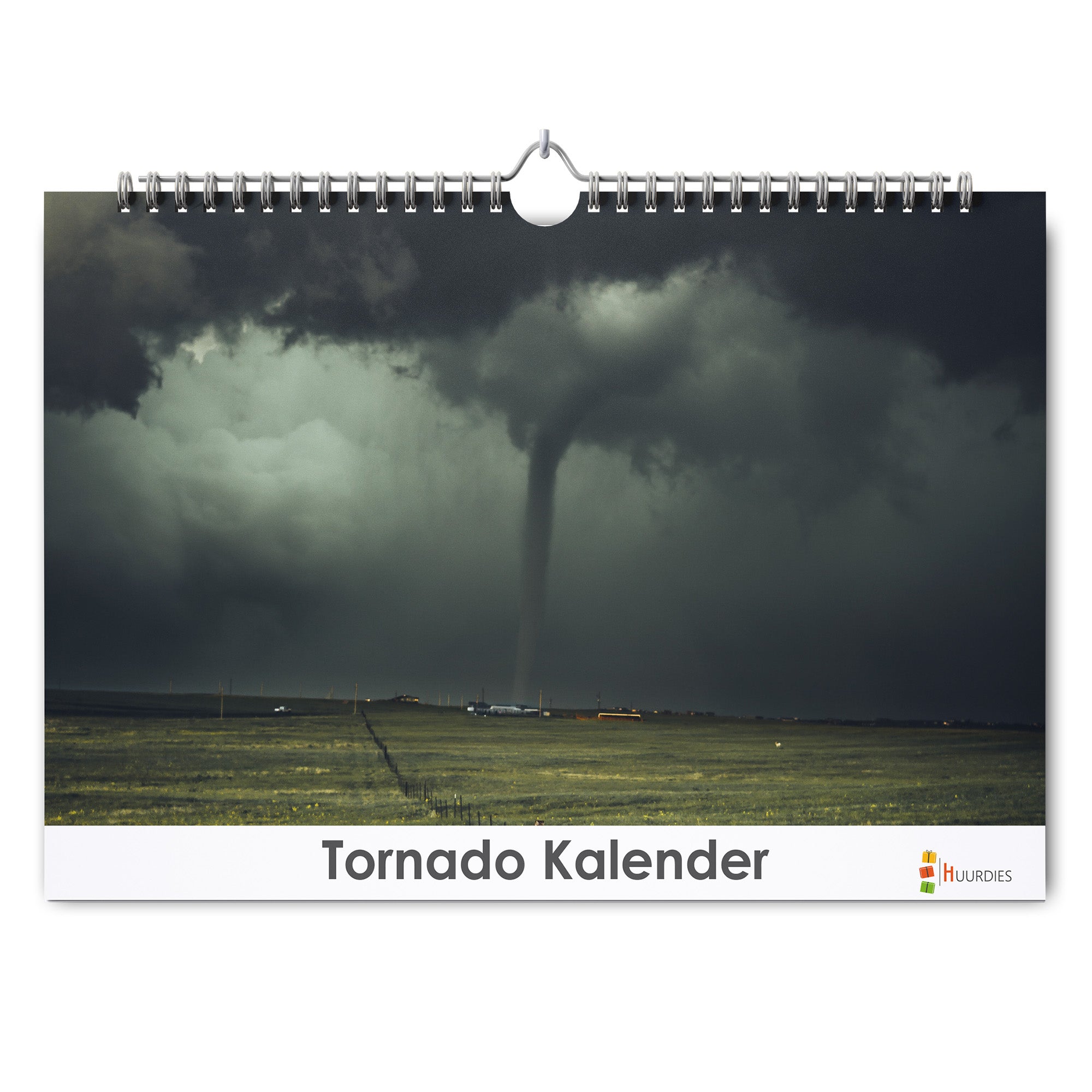 Tornado verjaardagskalender met afbeelding van tornado, Huurdies