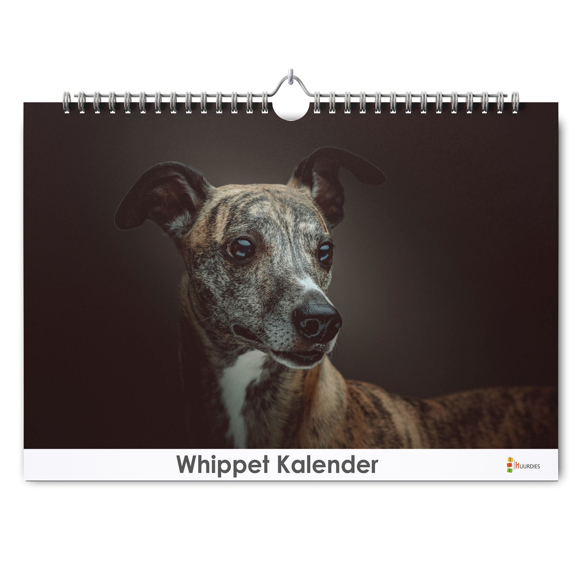 Whippet verjaardagskalender met afbeelding van whippet, Huurdies