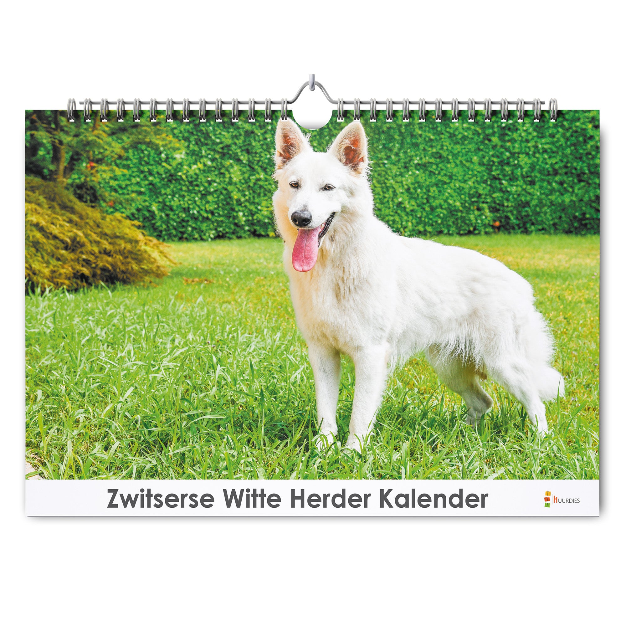 Zwitserse Witte Herder verjaardagskalender met afbeelding van zwitserse witte herder, Huurdies