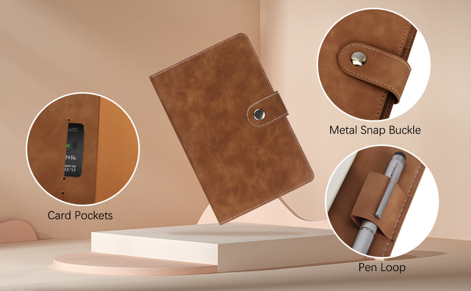 A5 luxe Leren Organizer – 6-Rings Binder – PU Leren Navulbaar Notitieboek met Vakjes, Tussenschotten & Navulpapier
