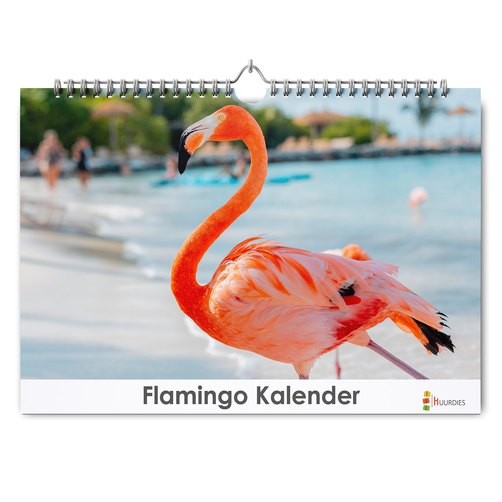 Flamingo verjaardagskalender met afbeelding van flamingo, Huurdies