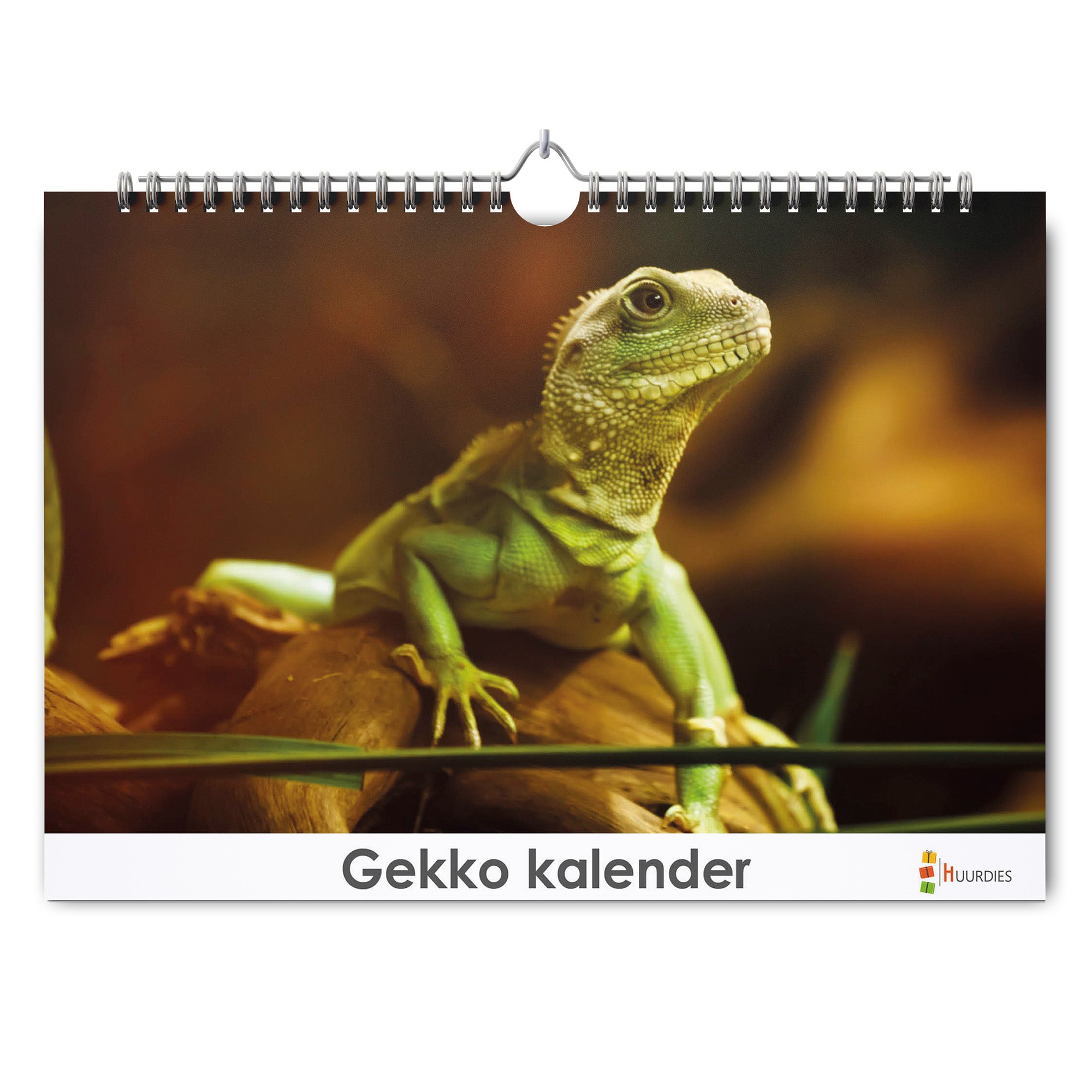 Gekko verjaardagskalender met afbeelding van gekko, Huurdies