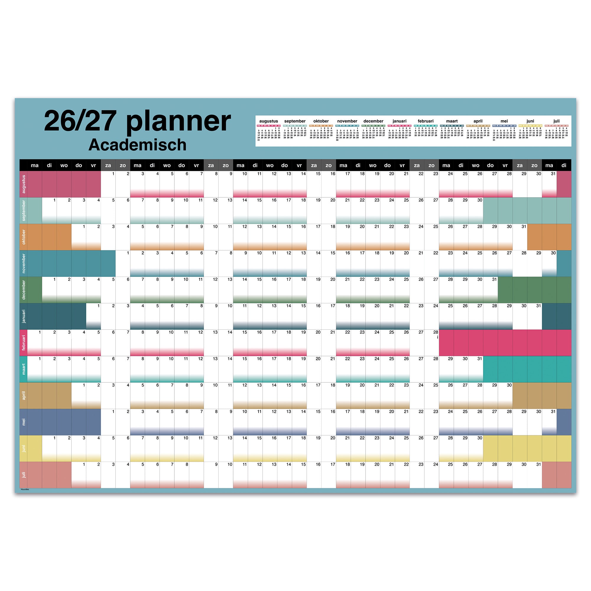 Jaarplanner academisch 2026 & 2027 vooraanzicht