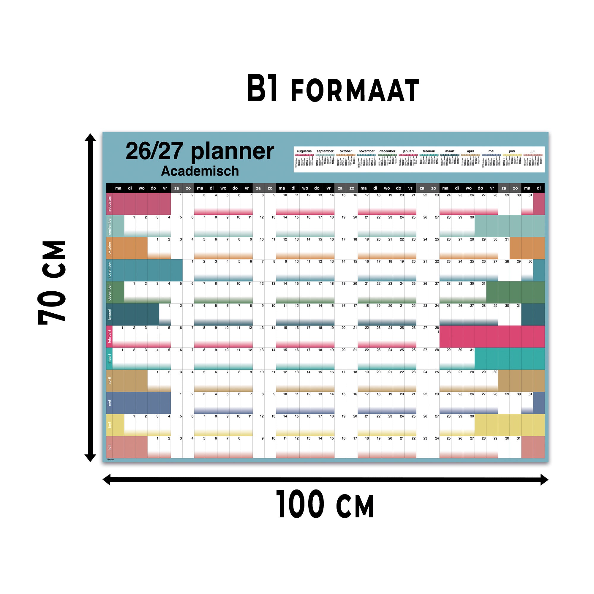 Jaarplanner formaatindicatie B1-formaat