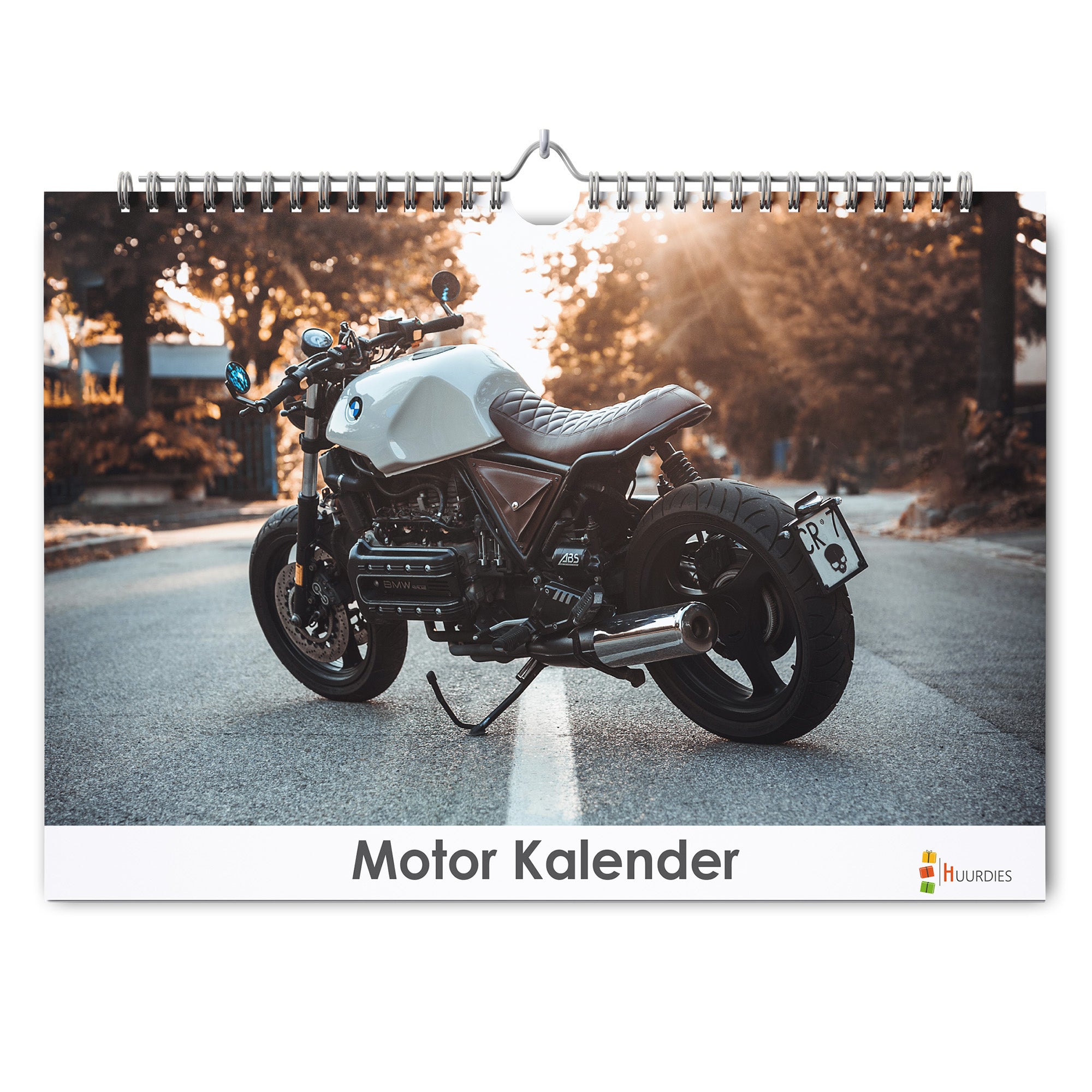 Motor verjaardagskalender met afbeelding van motor, Huurdies