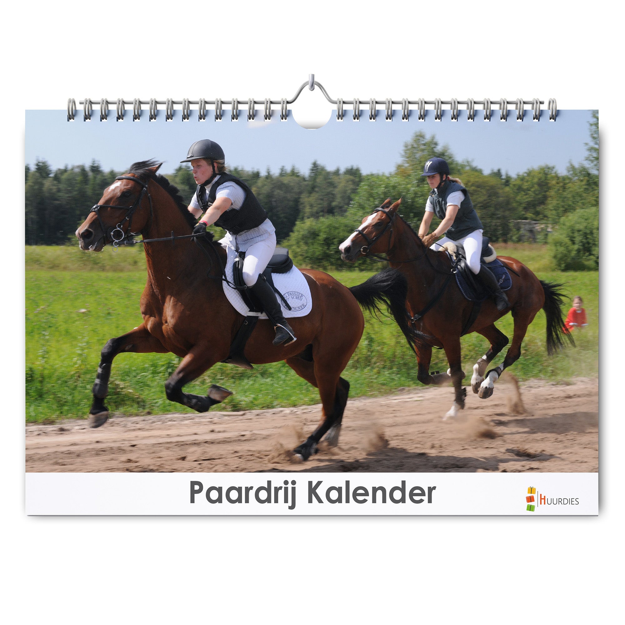 Paardrij verjaardagskalender met afbeelding van paardrij, Huurdies
