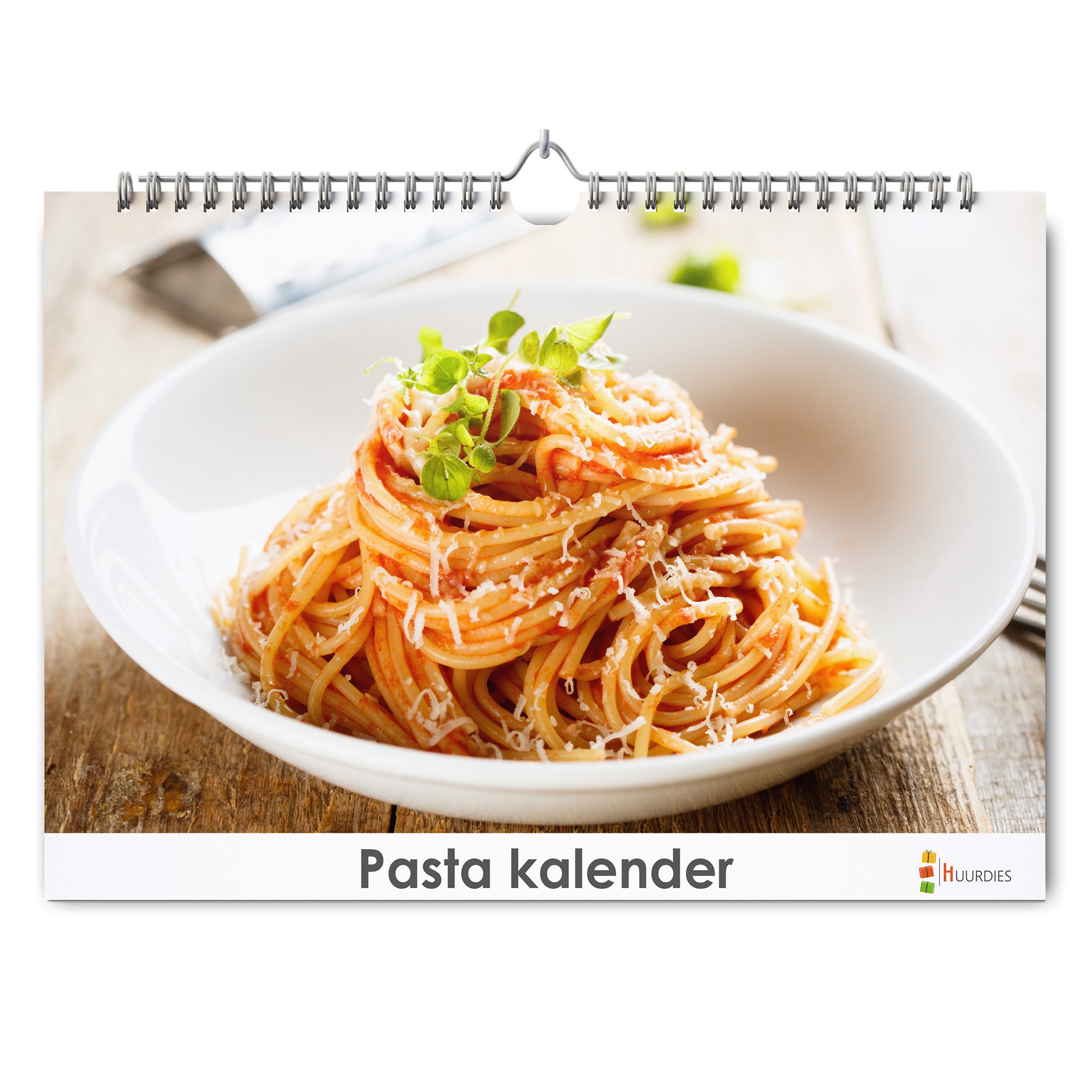 Pasta verjaardagskalender met afbeelding van pasta, Huurdies