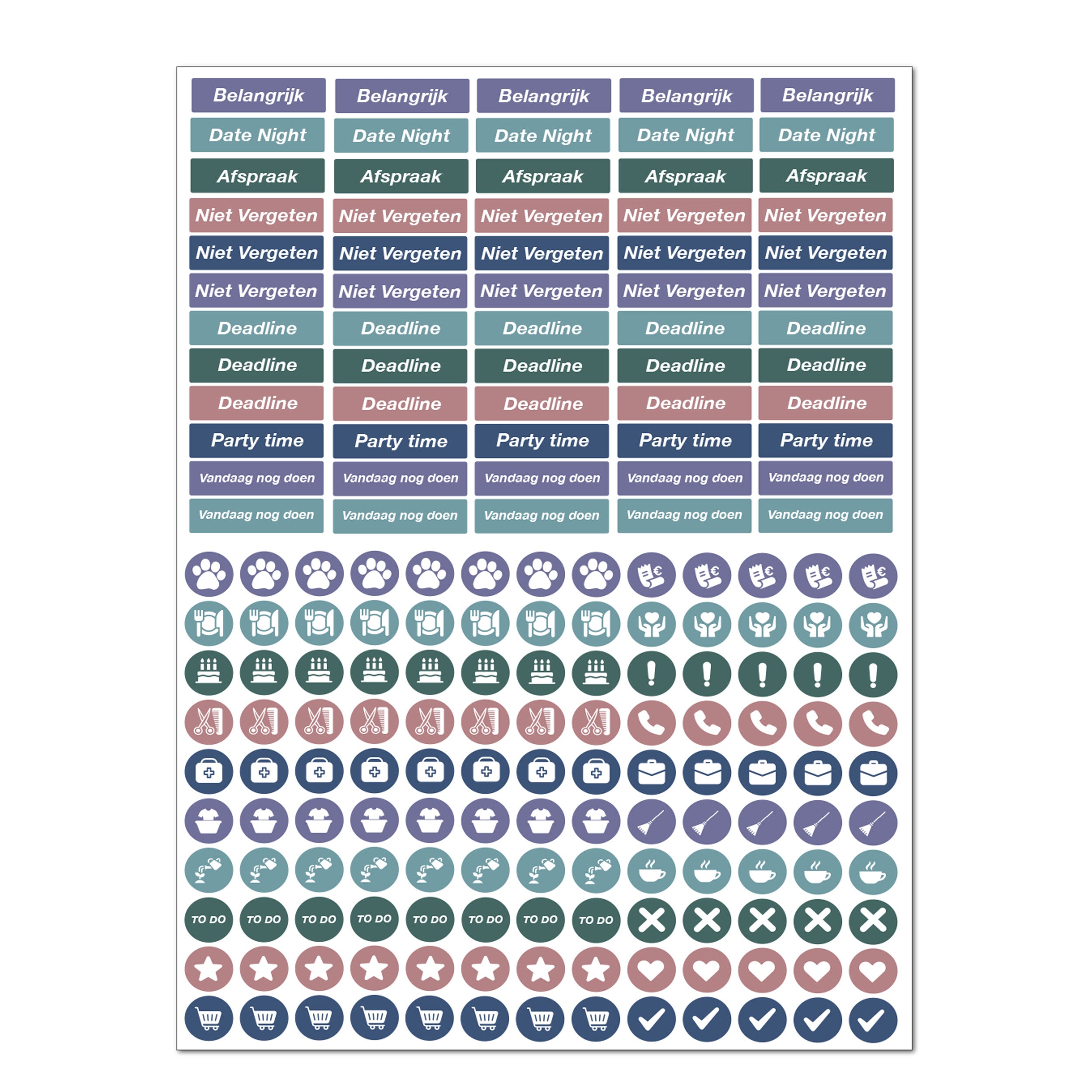 Planstickers - 2x A5 - 190 stickers