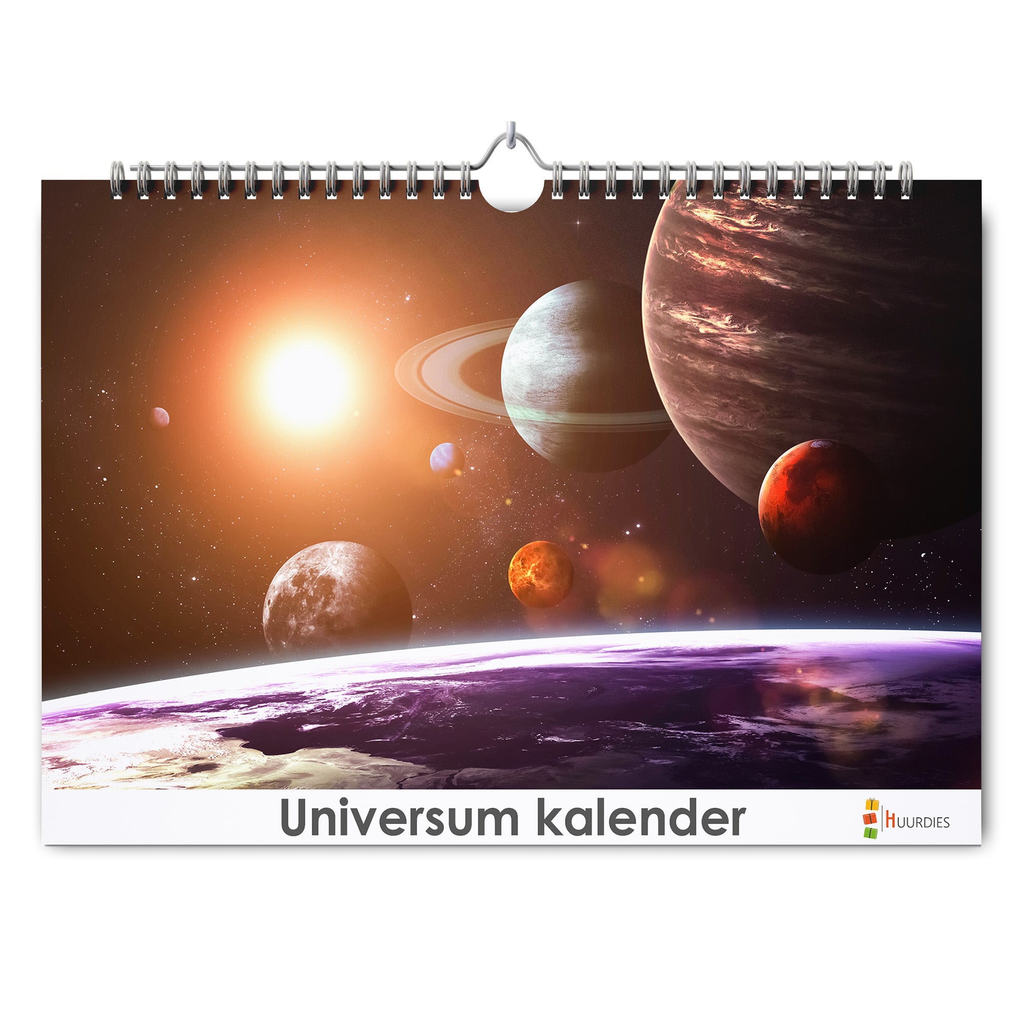 Universum verjaardagskalender met afbeelding van universum, Huurdies